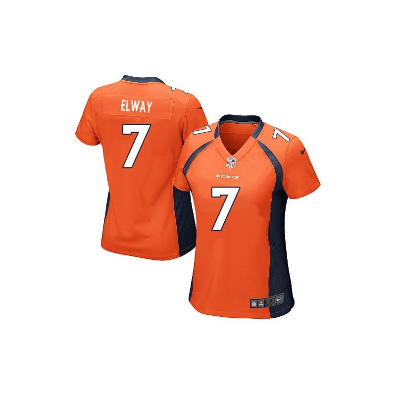 Cheap John Elway Broncos Women Jersey From China Orange Game #7