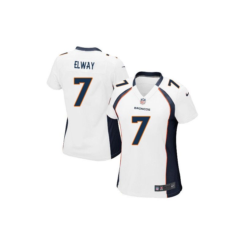 Cheap John Elway Broncos Women Jersey From China White Game #7