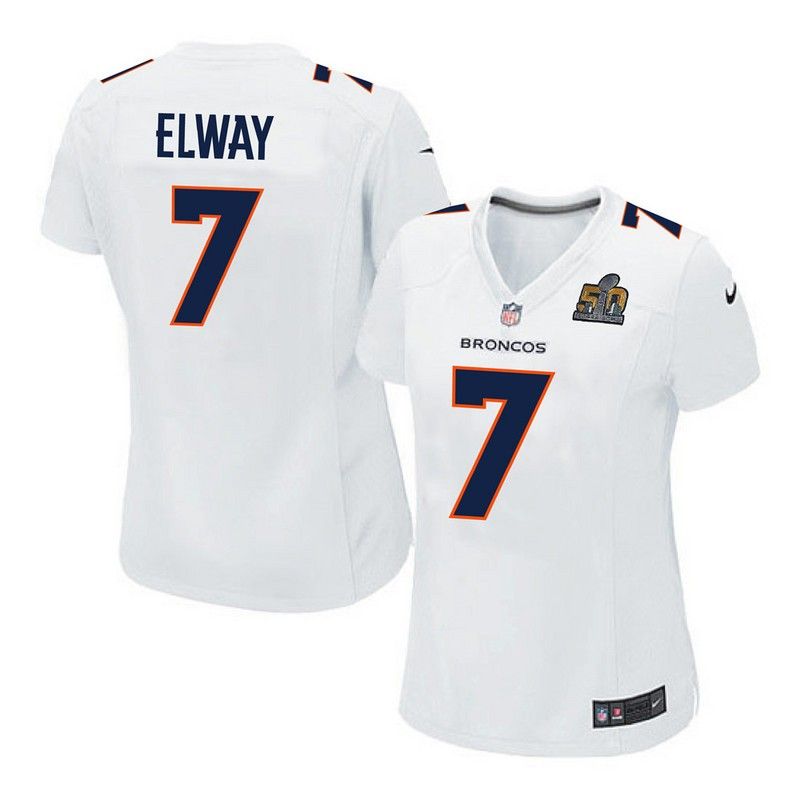 Cheap John Elway Broncos Women Jersey From China White-Super-Bowl-50-Game-Event Game #7