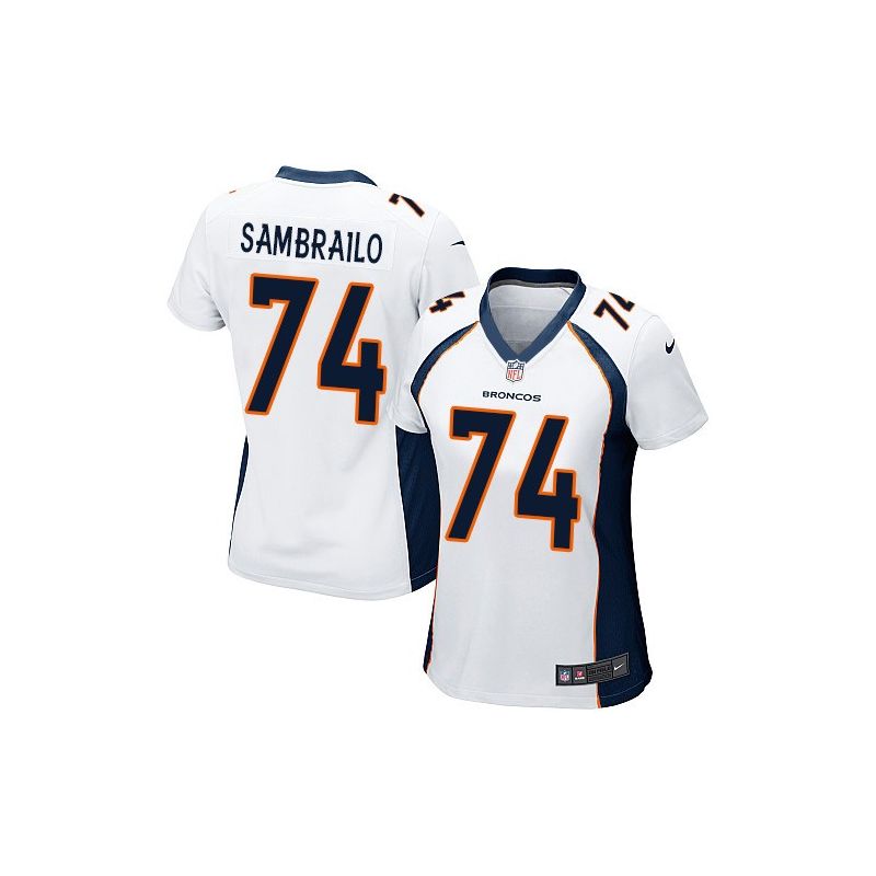 Cheap Ty Sambrailo Broncos Women Jersey From China White Game #74