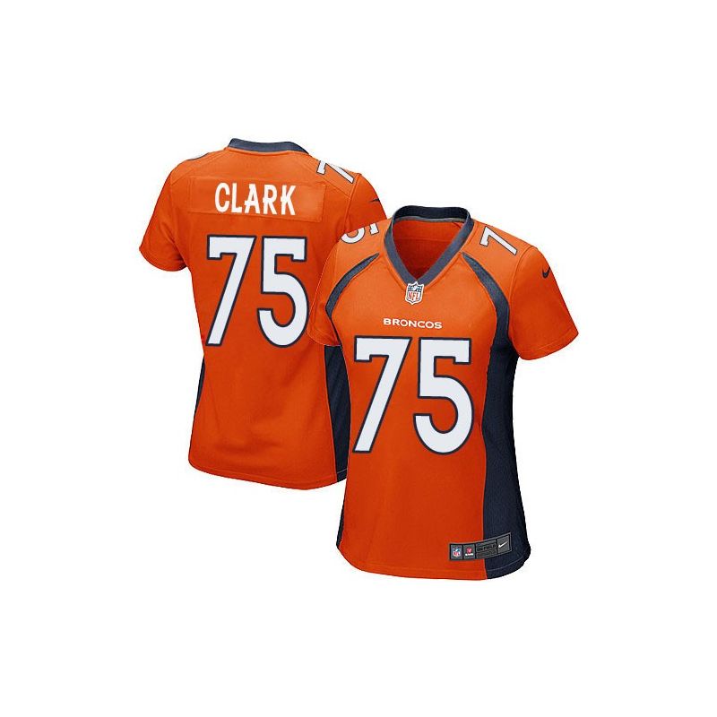 Cheap Chris Clark Broncos Women Jersey From China Orange Game #75