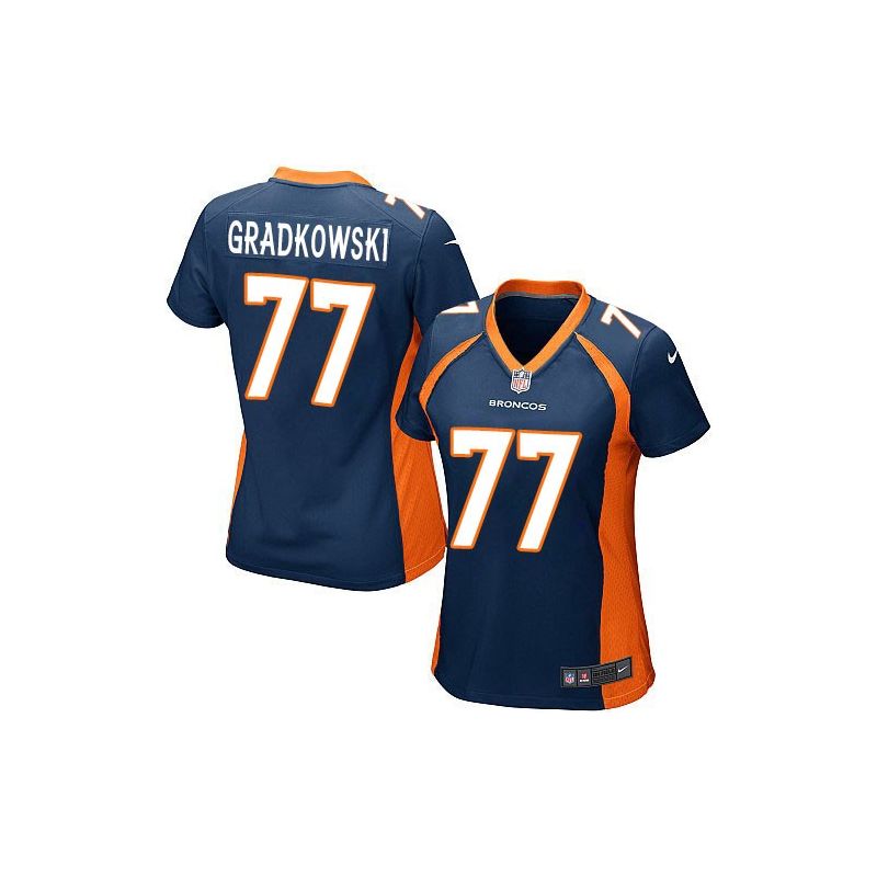 Cheap Gino Gradkowski Broncos Women Jersey From China Blue Game #77