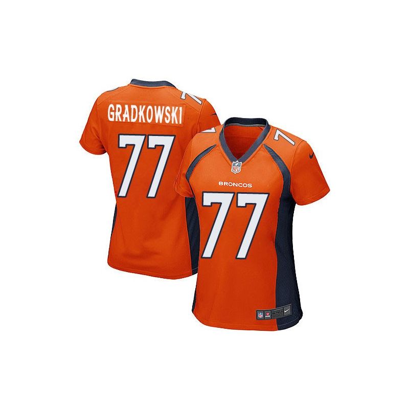 Cheap Gino Gradkowski Broncos Women Jersey From China Orange Game #77