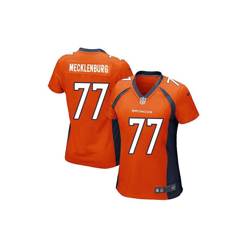 Cheap Karl Mecklenburg Broncos Women Jersey From China Orange Game #77