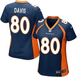 Cheap Vernon Davis Broncos Women Jersey From China Blue Game #80