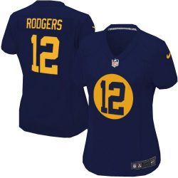 Cheap Aaron Rodgers Packers Women Jersey From China Blue Game #12