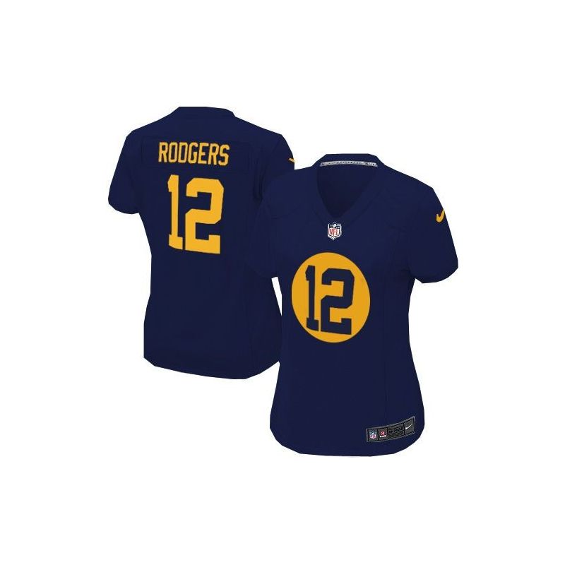 Cheap Aaron Rodgers Packers Women Jersey From China Blue Game #12