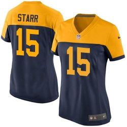 Cheap Bart Starr Packers Women Jersey From China Navy-Throwback-Alternate Game #15