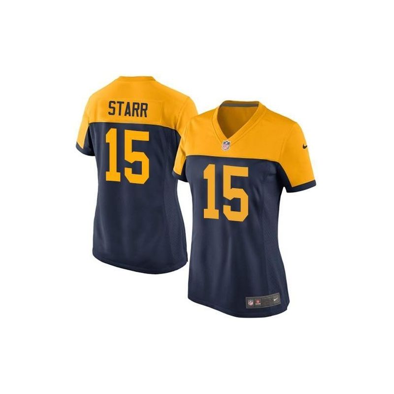 Cheap Bart Starr Packers Women Jersey From China Navy-Throwback-Alternate Game #15