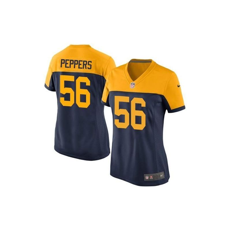Cheap Julius Peppers Packers Women Jersey From China Navy-Throwback-Alternate Game #56