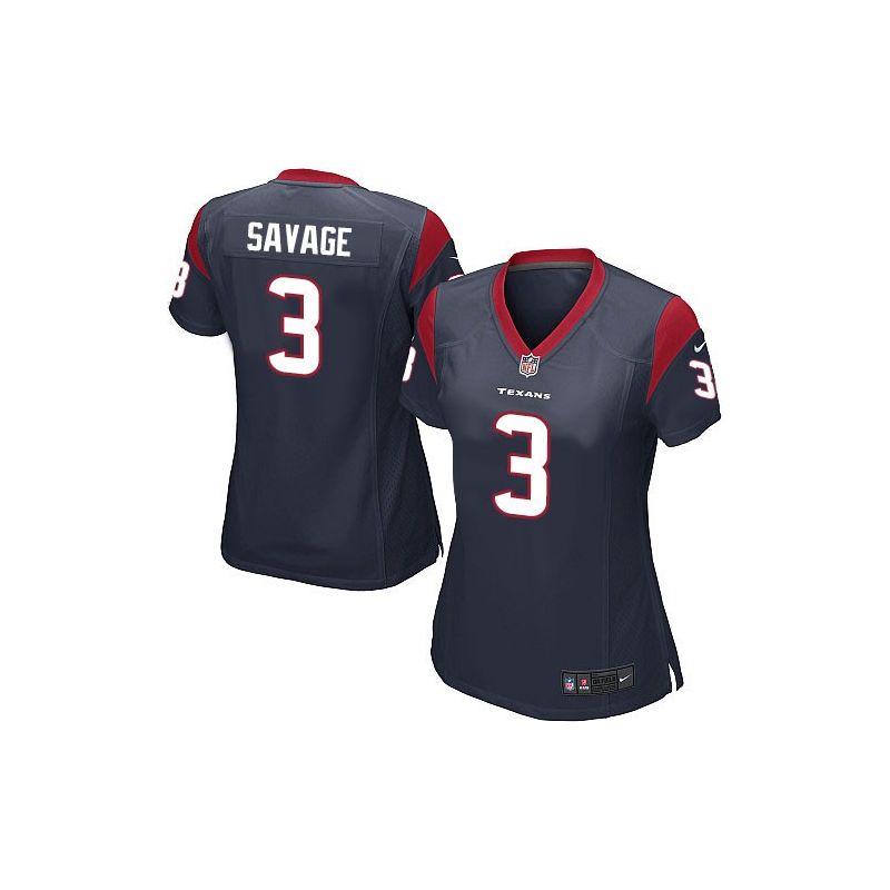 Cheap Tom Savage Texans Women Jersey From China Blue Game #3