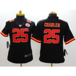 Cheap Jamaal Charles Chiefs Women Jersey From China Black Game #25