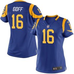 Cheap Jared Goff Rams Women Jersey From China Royal-Blue Game #16