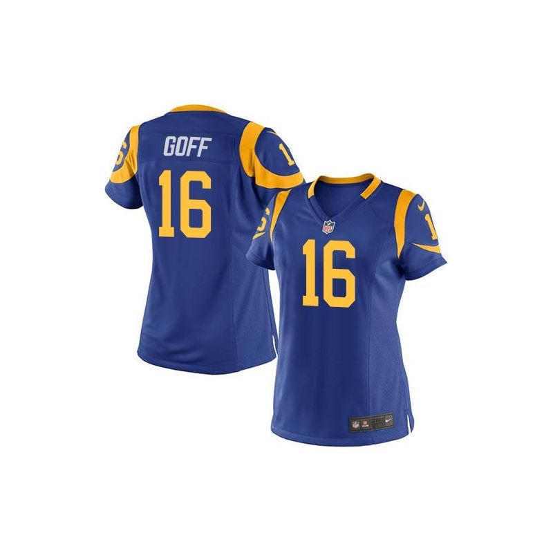 Cheap Jared Goff Rams Women Jersey From China Royal-Blue Game #16