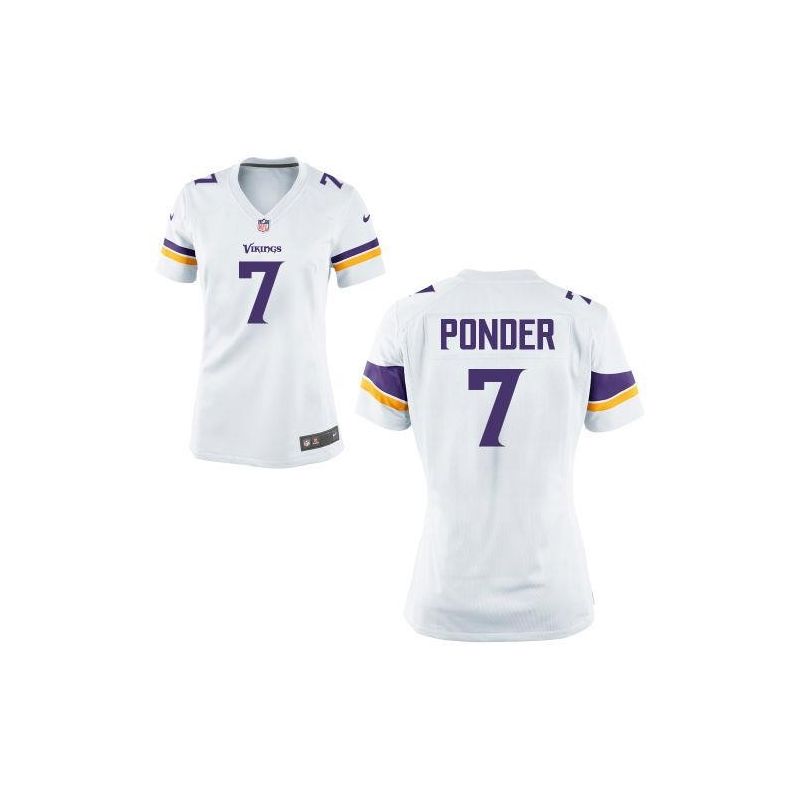 Cheap Christian Ponder Vikings Women Jersey From China new-White Game #7