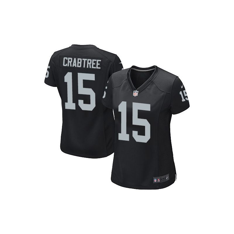 Cheap Michael Crabtree Raiders Women Jersey From China Black Game #15