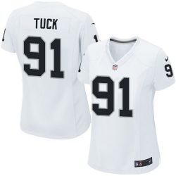 Cheap Justin Tuck Raiders Women Jersey From China White Game #91