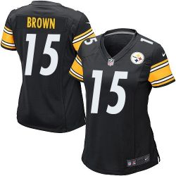 Cheap Justin Brown Steelers Women Jersey From China Black Game #15