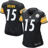 Cheap Justin Brown Steelers Women Jersey From China Black Game #15