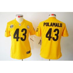 Cheap Troy Polamalu Steelers Women Jersey From China Yellow Game #43