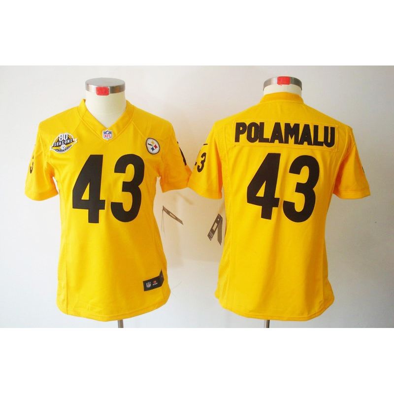 Cheap Troy Polamalu Steelers Women Jersey From China Yellow Game #43