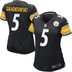 Cheap Bruce Gradkowski Steelers Women Jersey From China Black Game #5