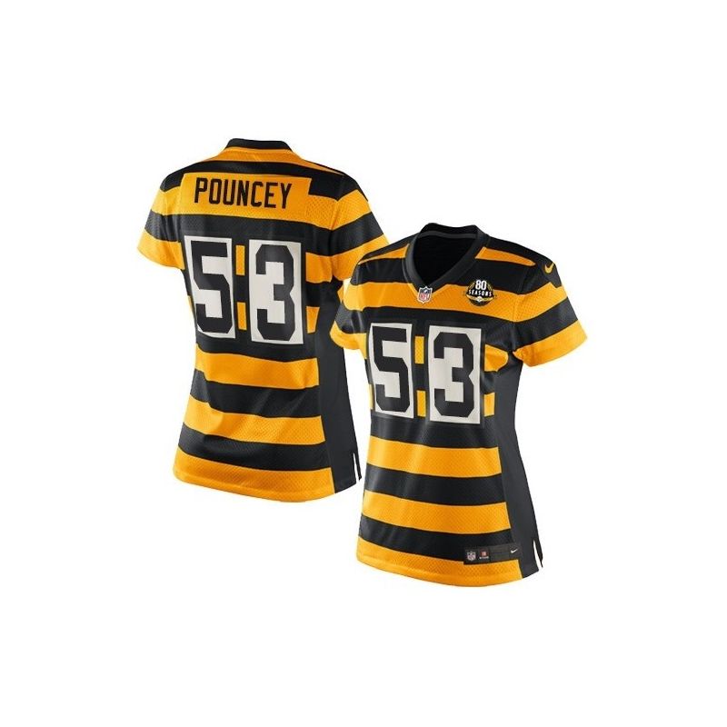 Cheap Maurkice Pouncey Steelers Women Jersey From China Yellow-Black-80th-throwback Game #53