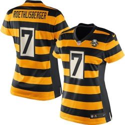 Cheap Ben Roethlisberger Steelers Women Jersey From China Yellow-Black-80th-throwback Game #7