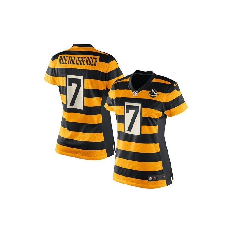 Cheap Ben Roethlisberger Steelers Women Jersey From China Yellow-Black-80th-throwback Game #7