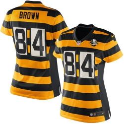 Cheap Antonio Brown Steelers Women Jersey From China Yellow-Black-80th-throwback Game #84