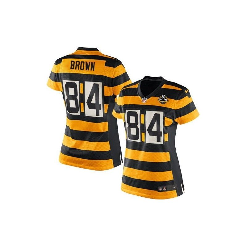 Cheap Antonio Brown Steelers Women Jersey From China Yellow-Black-80th-throwback Game #84