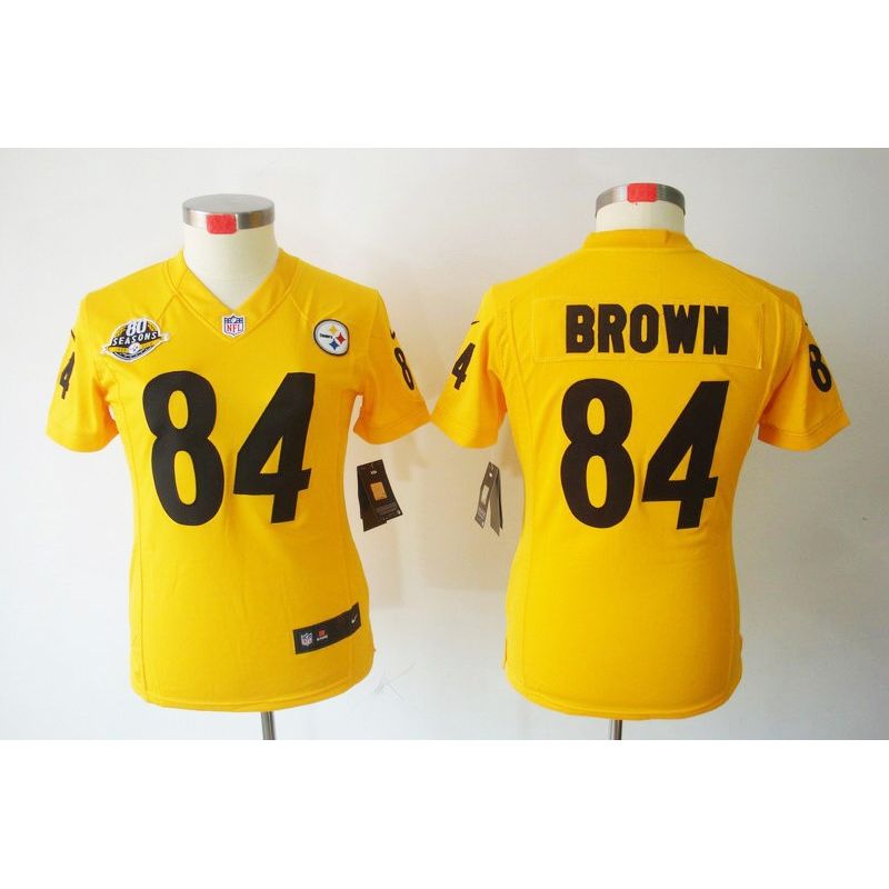 Cheap Antonio Brown Steelers Women Jersey From China Yellow Game #84