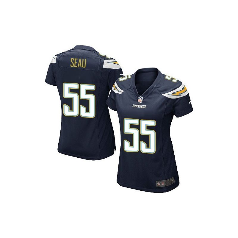 Cheap Junior Seau Chargers Women Jersey From China Navy-Blue Game #55