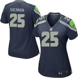 Cheap Richard Sherman Seahawks Women Jersey From China Blue Game #25