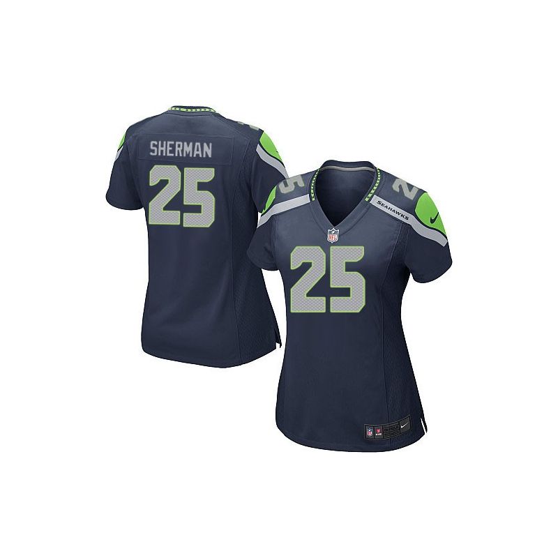 Cheap Richard Sherman Seahawks Women Jersey From China Blue Game #25