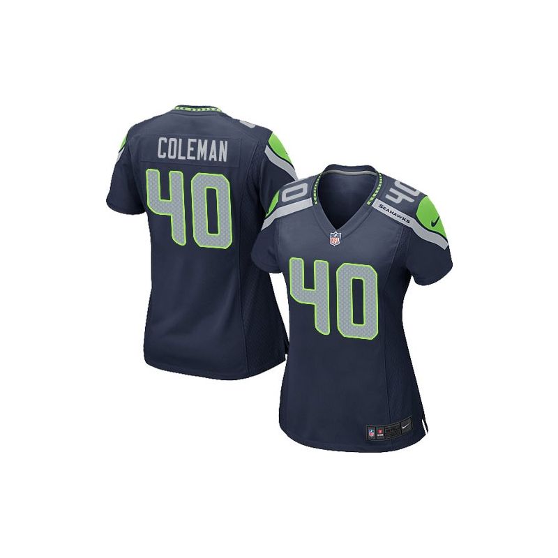 Cheap Derrick Coleman Seahawks Women Jersey From China Blue Game #40