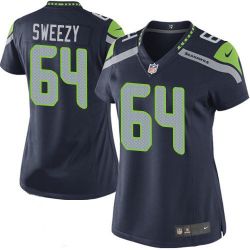 Cheap JR Sweezy Seahawks Women Jersey From China Blue Game #64