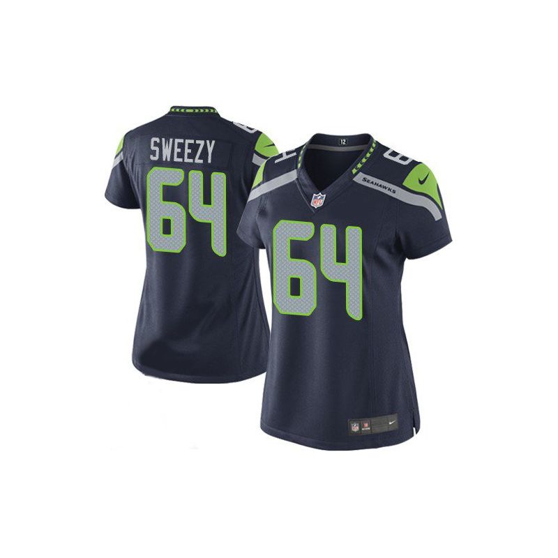 Cheap JR Sweezy Seahawks Women Jersey From China Blue Game #64