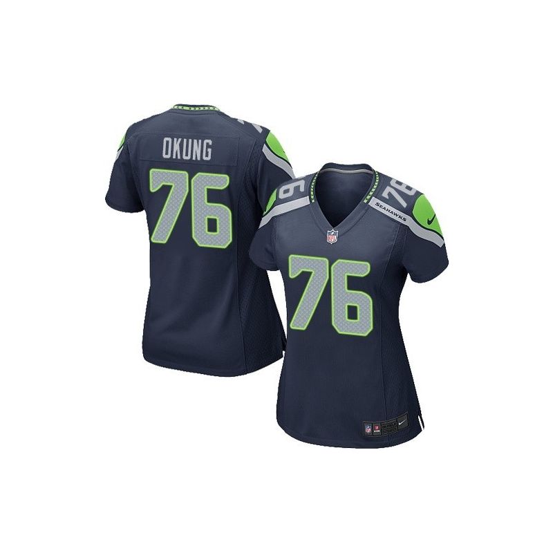 Cheap Russell Okung Seahawks Women Jersey From China Blue Game #76