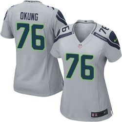 Cheap Russell Okung Seahawks Women Jersey From China Grey Game #76