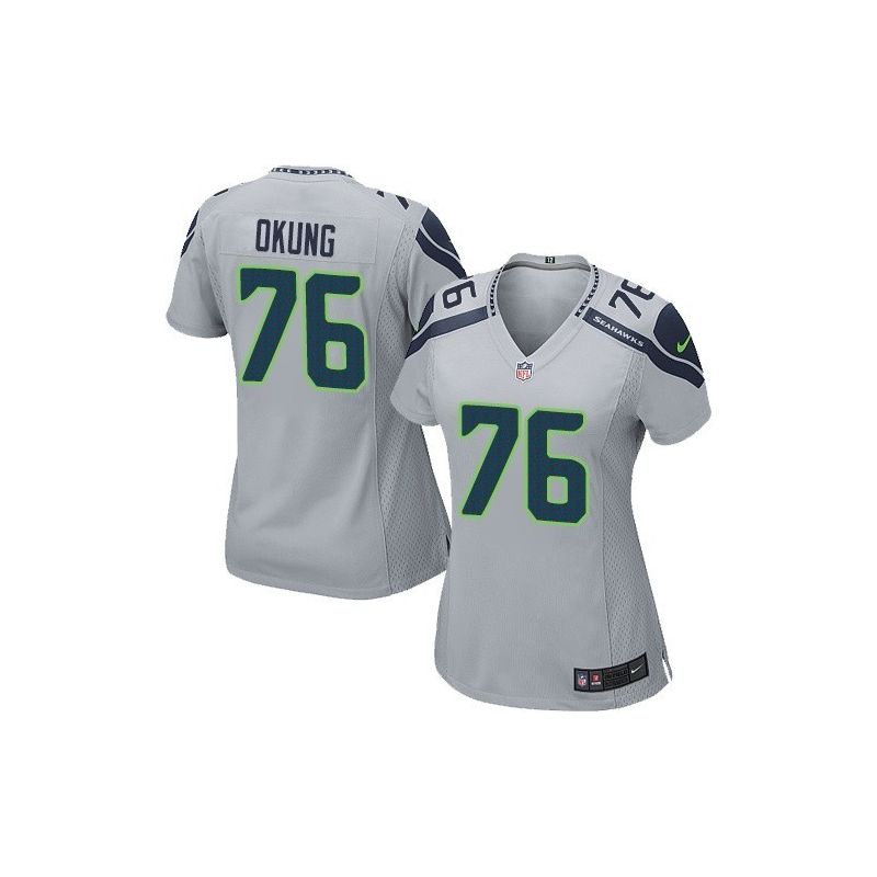 Cheap Russell Okung Seahawks Women Jersey From China Grey Game #76