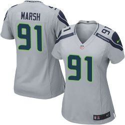 Cheap Cassius Marsh Seahawks Women Jersey From China Grey Game #91