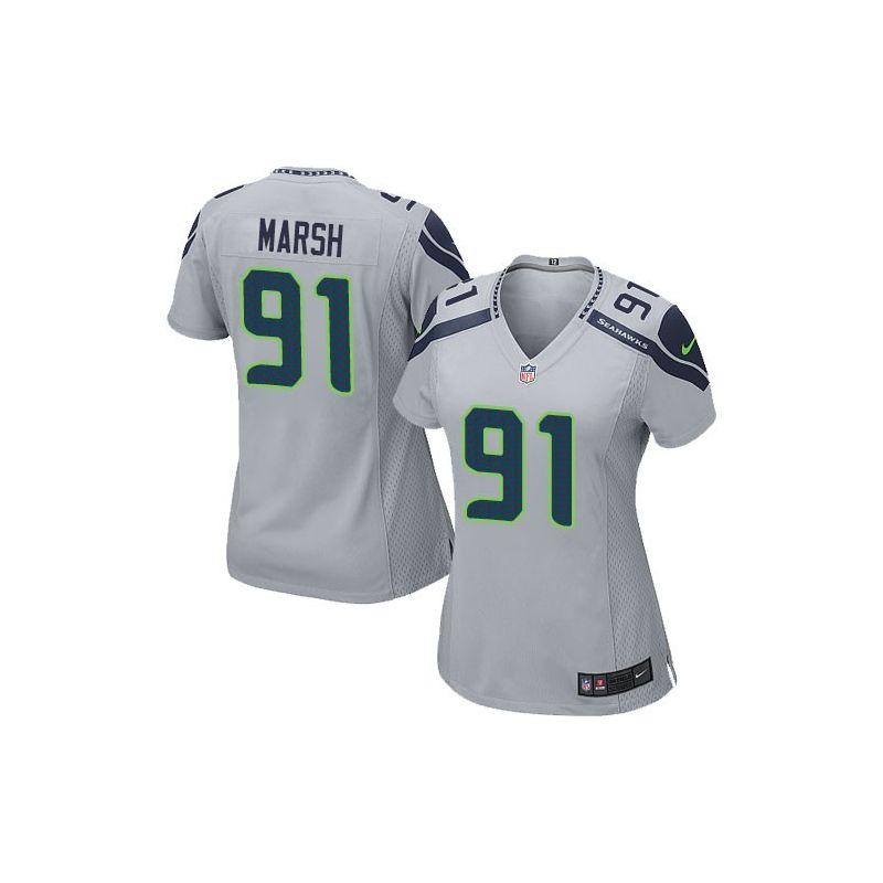 Cheap Cassius Marsh Seahawks Women Jersey From China Grey Game #91