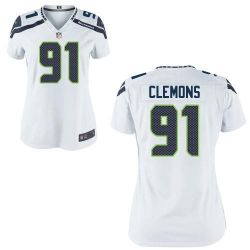Cheap Chris Clemons Seahawks Women Jersey From China White Game #91