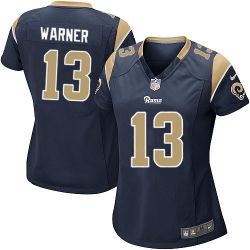 Cheap Kurt Warner Rams Women Jersey From China Blue Game #13