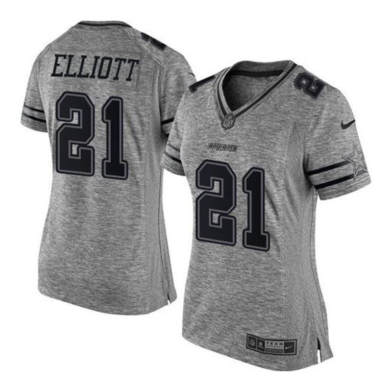 Cheap Ezekiel Elliott Cowboys Women Jersey From China Gridiron Gray #2