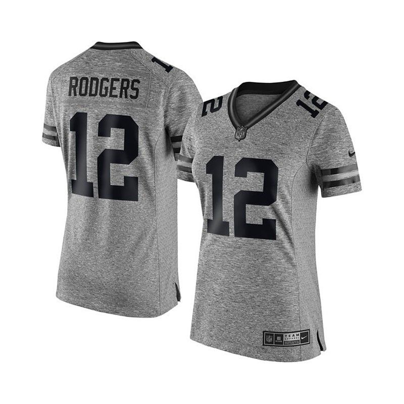 Cheap Aaron Rodgers Packers Women Jersey From China Gridiron Gray #12