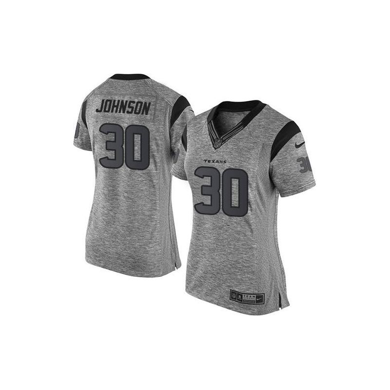 Cheap Kevin Johnson Texans Women Jersey From China Gridiron Gray #30