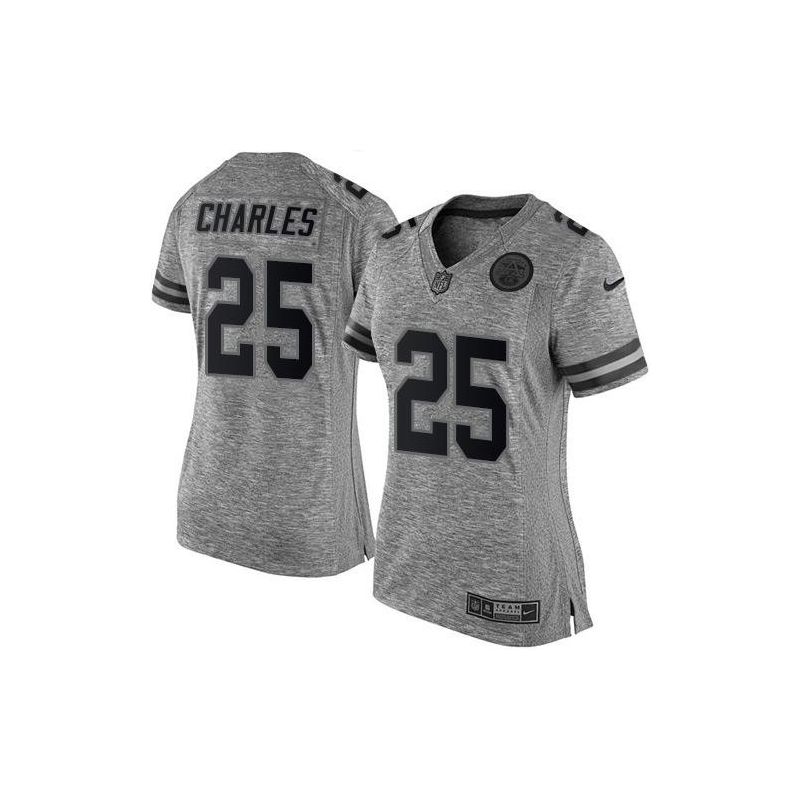 Cheap Jamaal Charles Chiefs Women Jersey From China Gridiron Gray #25