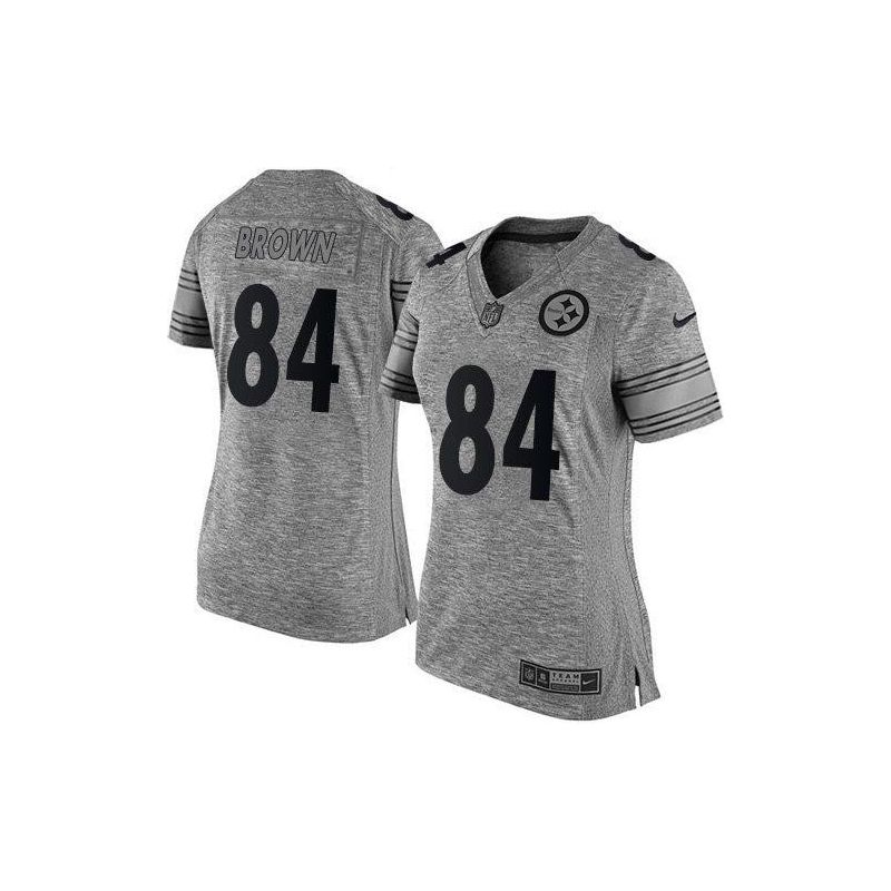 Cheap Antonio Brown Steelers Women Jersey From China Gridiron Gray #84